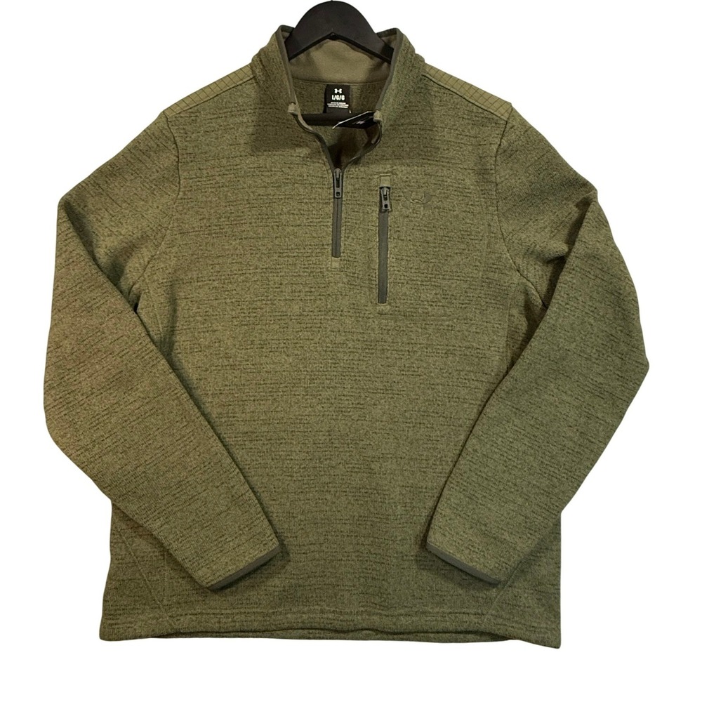 Under Armour Specialist 1/4 Zip Pullover Mens L Green New Fleece Gorpcore Pocket
